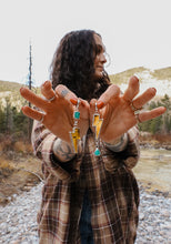 Load image into Gallery viewer, *Discounted* Turquoise + Amber Lightning Bolt Danglies
