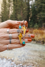 Load image into Gallery viewer, *Discounted* Turquoise + Amber Lightning Bolt Danglies
