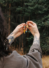 Load image into Gallery viewer, *Discounted* Turquoise + Amber Lightning Bolt Danglies
