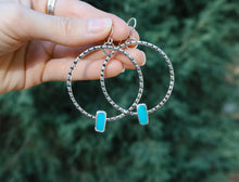 Load image into Gallery viewer, kingman turquoise stamped hoops
