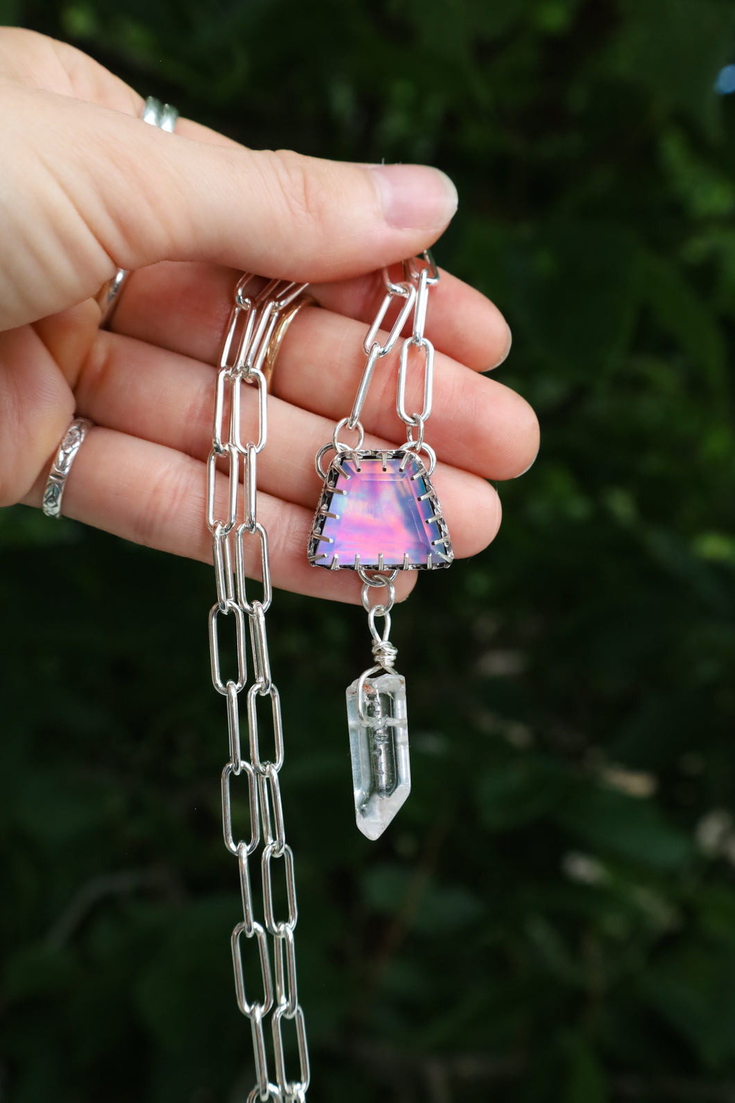 aura opal & quartz necklace