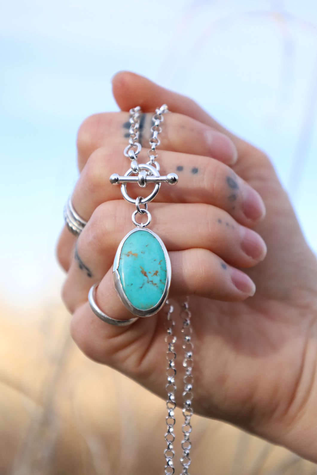 Kingman Turquoise Toggle Necklace