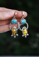 Load image into Gallery viewer, amber &amp; turquoise earrings
