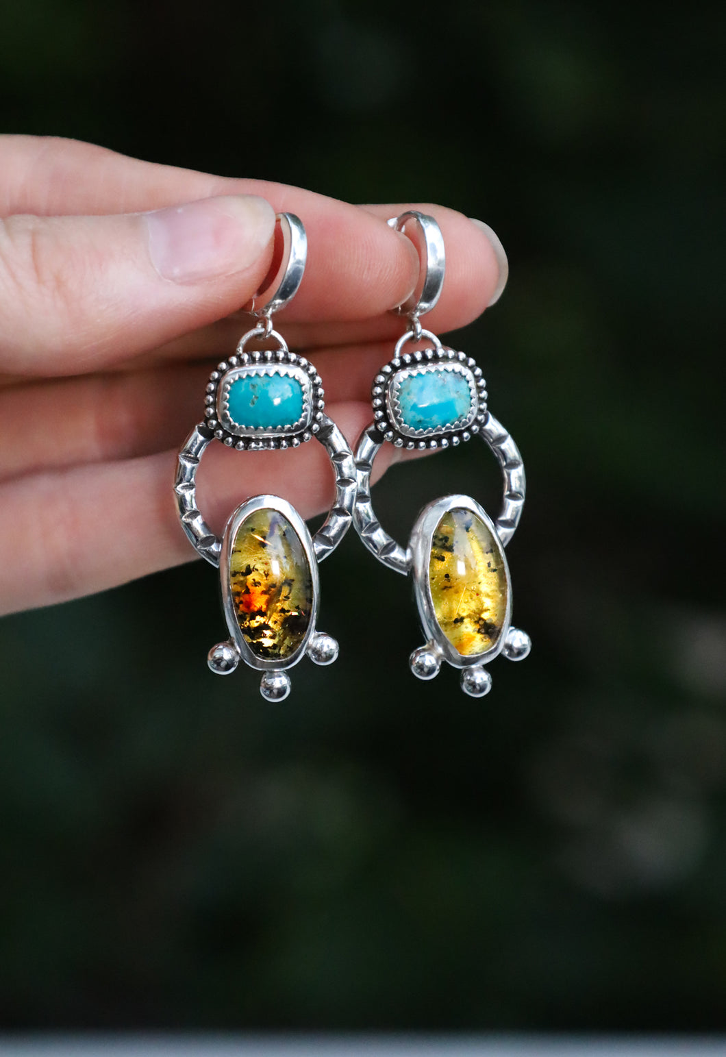 amber & turquoise earrings