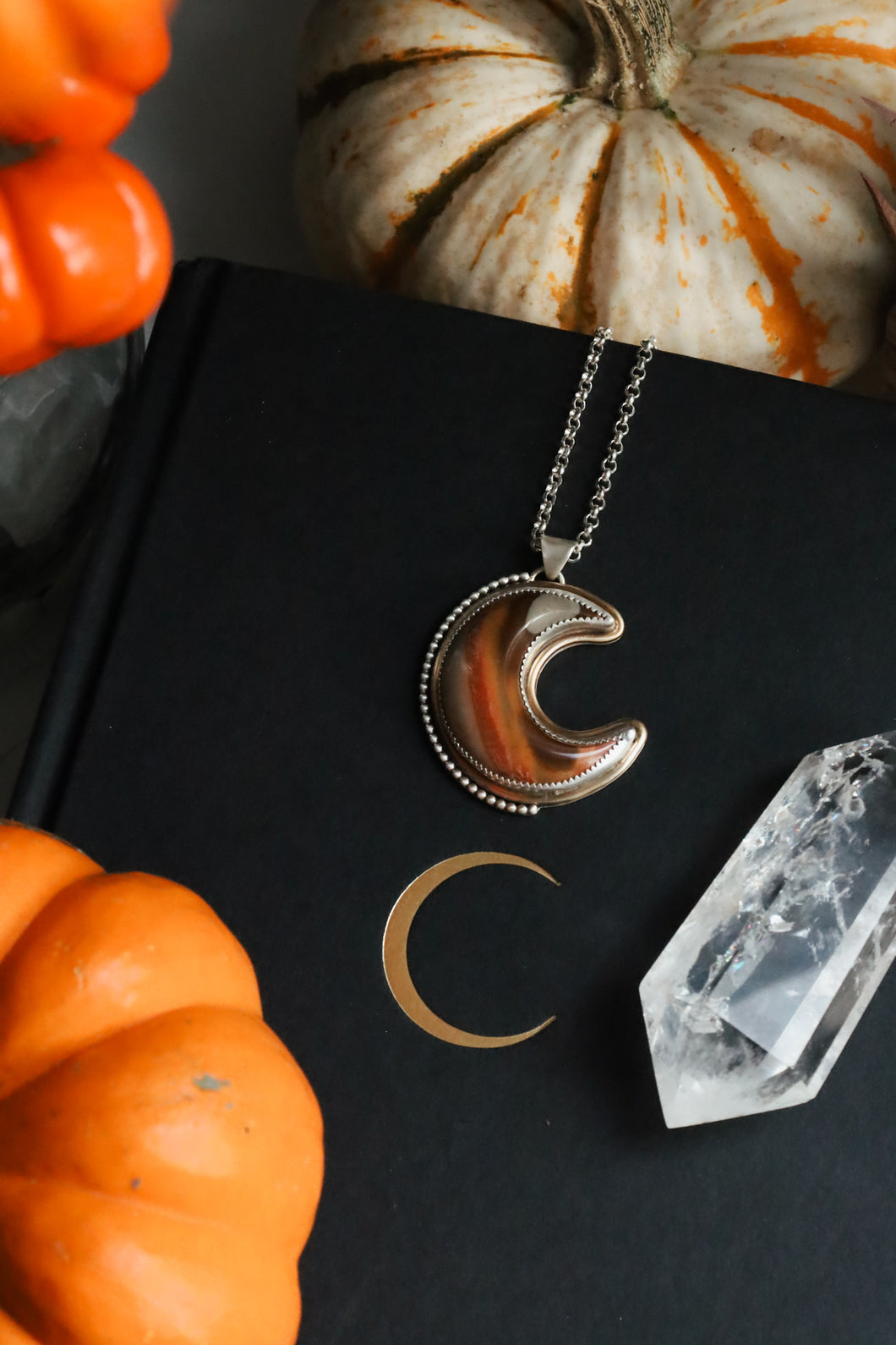 Polychrome Jasper Moon Pendant